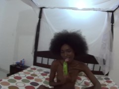 masturbation with Banana during interview