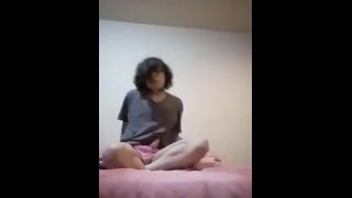 trans girl plays with her buttplug and eats her own cum