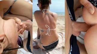 He fucked me on the beach and got nearly caught. He came hard in my pussy. Hear him moan like a Lion