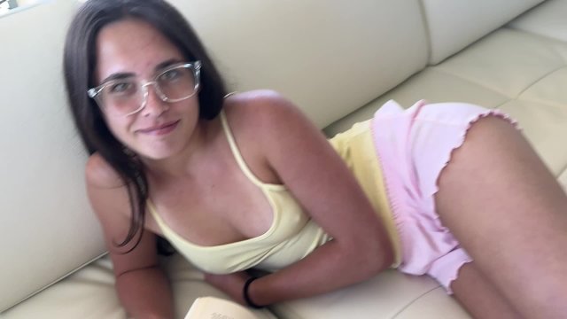A bespectacled brunette gets fucked by her stepbrother (Daisy Pheonix and Scott Stark)