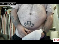 a fat guy's quicky with cum