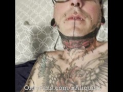 Tattooed Stud Smokes a Cigarette