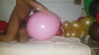 Ride and cum purple balloons