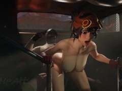 The machinist Fortnite getting Wrecked inside monster truck animation