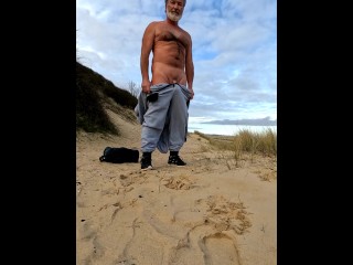 Onesie Dick Bulge, Winter Naked Beach Walk and Cum Preview Clip.