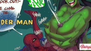 Spider-man wordt geneukt door milf Jennifer met gigantische tieten