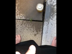 Full Bladder First Morning Pee Desperation While Both Bathrooms Were Occupied, Backyard Urinal It Is - Screenshot 11 of 16 - Outdoor Piss