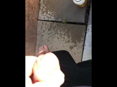 Full Bladder First Morning Pee Desperation While Both Bathrooms Were Occupied, Backyard Urinal It Is