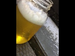 Full Bladder First Morning Pee Desperation While Both Bathrooms Were Occupied, Backyard Urinal It Is - Screenshot 16 of 16 - Outdoor Piss