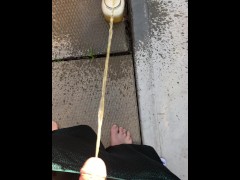 Full Bladder First Morning Pee Desperation While Both Bathrooms Were Occupied, Backyard Urinal It Is - Screenshot 7 of 16 - Outdoor Pee
