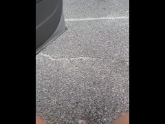 pov squirting out the car so people driving by can see