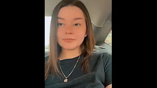 Showing off my big tits in the back of the uber