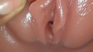 Close up big pussy 😋 wet realistic silicone pussy