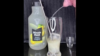 Cum and Piss Summertime Lemonade! Drinking my own partially thawed cum and piss