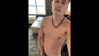 Only Fans model shows you around his hotel room while masturbating his lovely cock🍆😍