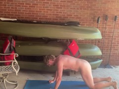 naked workout outside under porch (no cum)