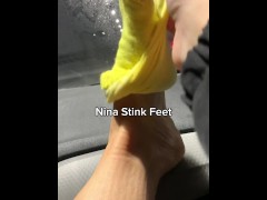 Stinky Socks after Party in the Car! Reek Feet Fetish.