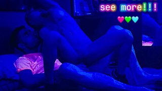 Dirty, hard and shiny sex under ultraviolet lights…💚🩷🩵