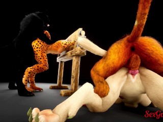 The Furry Girls have an Interracial Exchange with Rough Sex in Wild Life