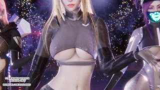 [MMD] (G) I-DLE - Queencard Ahri Akali Seraphine Sexy Kpop Dance League of Legends ongecensureerde Hentai