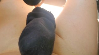 Edging My Cock In A Sock With Massage Gun
