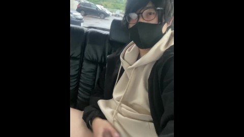 Twink masturbates in his friend's car and starts spewing cum on the seat