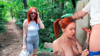 Hot chick fucks a young stranger who's lost in the woods
