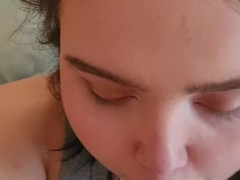 Wasian practices on a 9in dildo