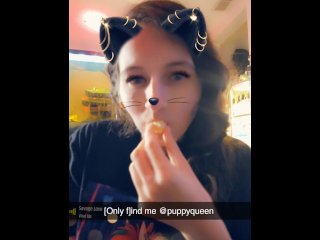 Snapchat girl eats banana with yogurt on it ♡