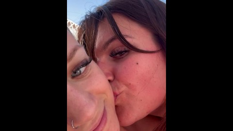 Close up wet lesbian kissing REAL couple