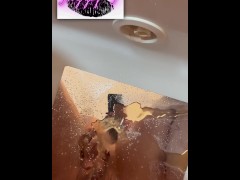 BBW Step mom MILF up close piss in the mirror