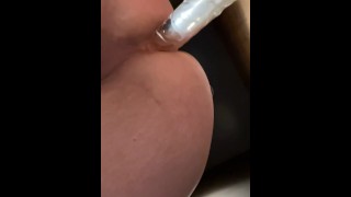 Fucking myself in a public toilet with a Dildo