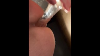 Fucking myself in a public toilet with a Dildo