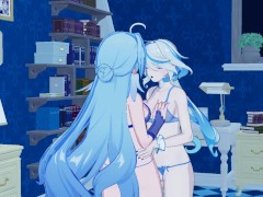 Genshin Impact x Honkai Star Rail : FURINA X ROBIN [ LESBIAN YURI SEX ]