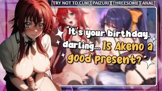 A Birthday Trio Featuring Two Sex Goddesses Akeno And Rias Attempt To Avoid Compiling
