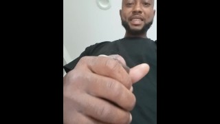 Jerking off and cumming with a dripping black dick