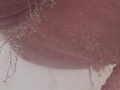 Pissing in squat and cold shower anal clean