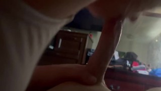 Stepsister Nearly Caught Sucking Her Penis