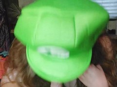 Fem Luigi Dildo blowjob