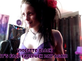 Hot teen Violette Black sloppy deepthroat & rough face fuck