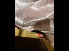 Accidentally playing with my wife's sexy satin pajamas again