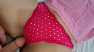 My Lustful Stepsister Teases Me With Her Hairy Pussy In Adorable Pajamas Rubbing Me Without Penetration
