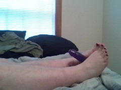 FEMBOY SOLO FOOTJOB ON BIG DILDO