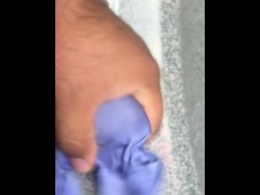 Step-son took Step-mothers silk light panties to jerk off