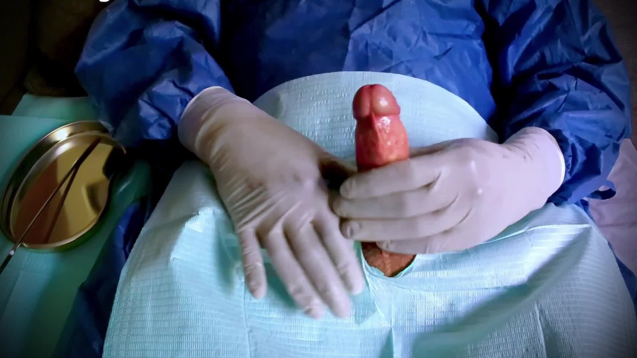 The doctor have fun with latex gloves