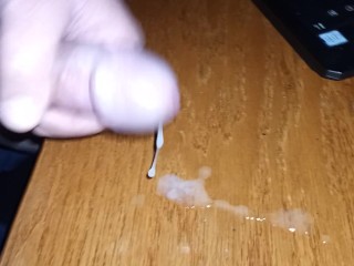 Hot Cum Shot Shoots across the Desk what a Mess