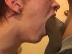 Parish gives a nice blowjob to a nice black cock