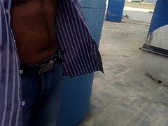 SunRise- commode fixed at rooftop- Open Air Bathroom- Pee- Taking Bath-Showing Hairy Ass