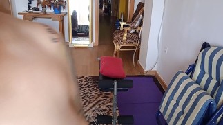 Nude Spanish stepmom cleans house!
