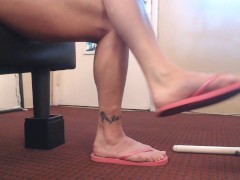 ASMR Pink Striped Filthy  Flip Flops